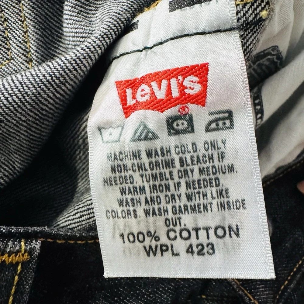 VTG Levis 501 XX Jeans Mens 36x32 Black Button Fly Straight Leg Denim Pants - Picture 8 of 12